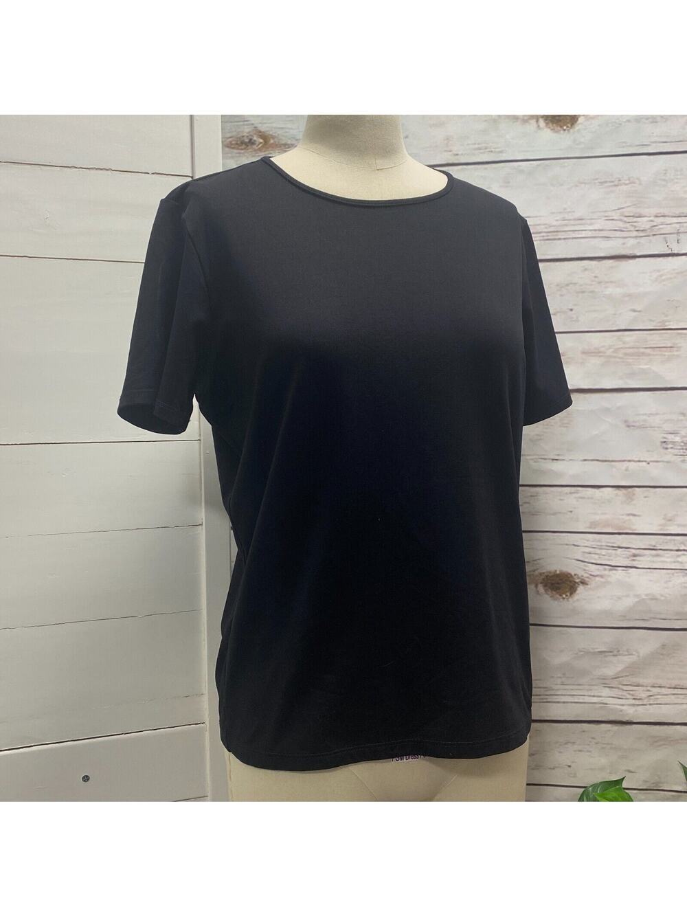 Oscar de la Renta Black Crew Neck Pullover Shirt Top Tshirt Tee Short Sleeve MED